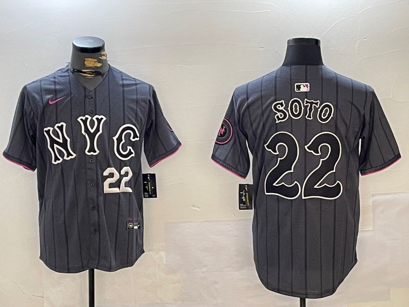 Men New York Mets 22 Soto Black City Edition 2024 Nike MLB Jersey style 2